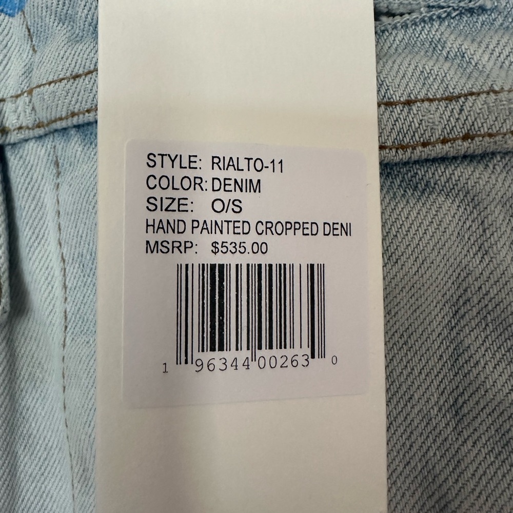 Loveshackfancy x Rialto Jean Jacket Denim Jacket with Blue Floral Embroidery - Picture 7 of 8